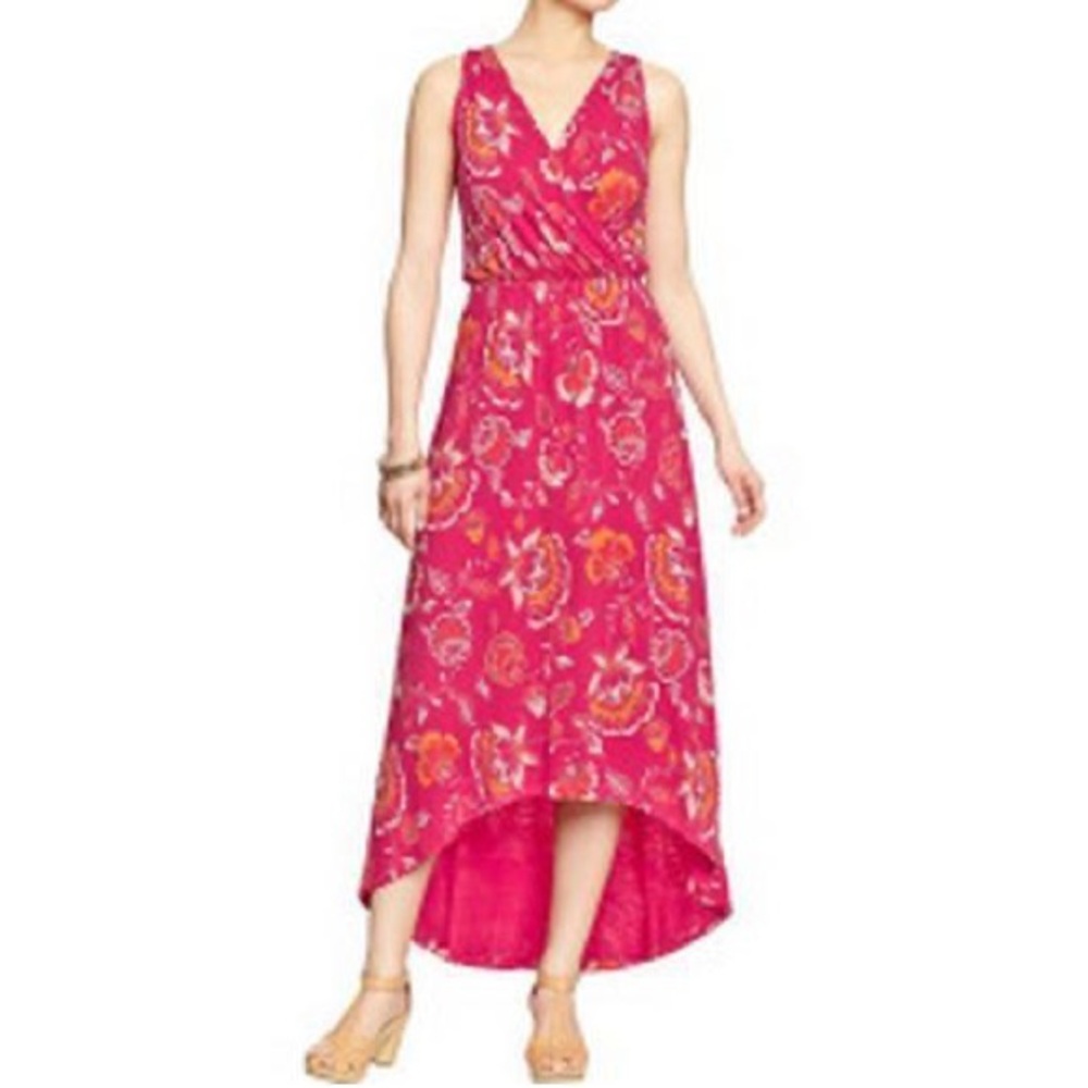 Old Navy Surplice Maxi Dress Coral Pink Size L